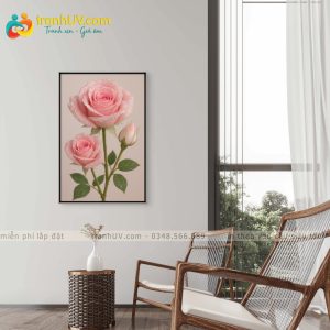 Tranh Sương Mai Trên Cánh Hồng - H0028