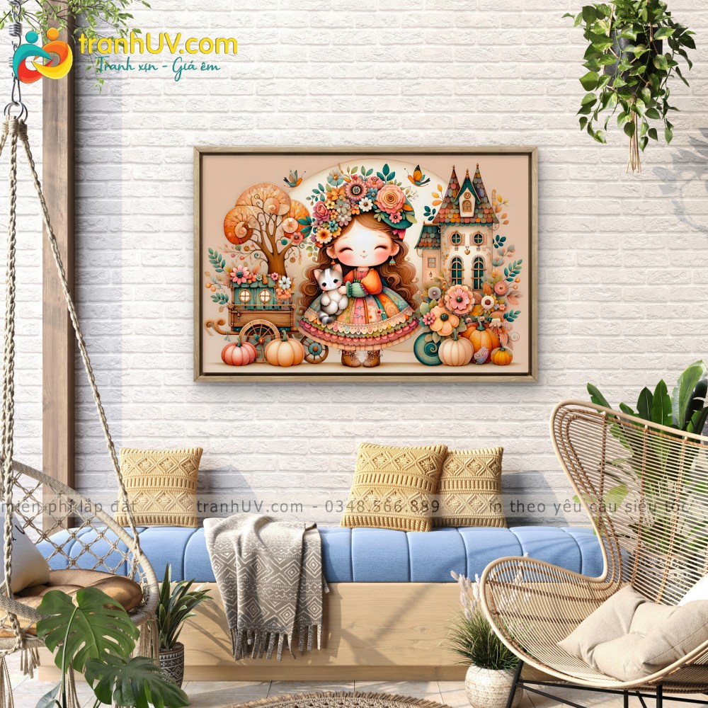 Tranh Bé Gái Và Vườn Cổ Tích - HH023
