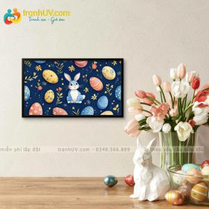 Tranh Thỏ Xanh Giữa Vườn Trứng - DV0022