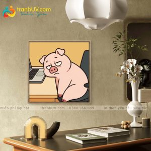 Tranh Chú Heo Nghỉ Giữa Ca Làm - DV0026