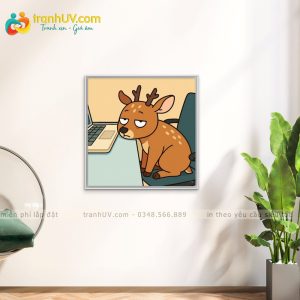 Tranh Chú Nai Nghỉ Giữa Ca Làm - DV0028