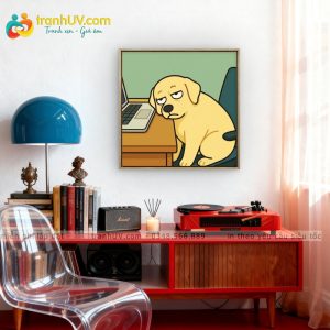 Tranh Chú Chó Nghỉ Giữa Ca Làm - DV0029