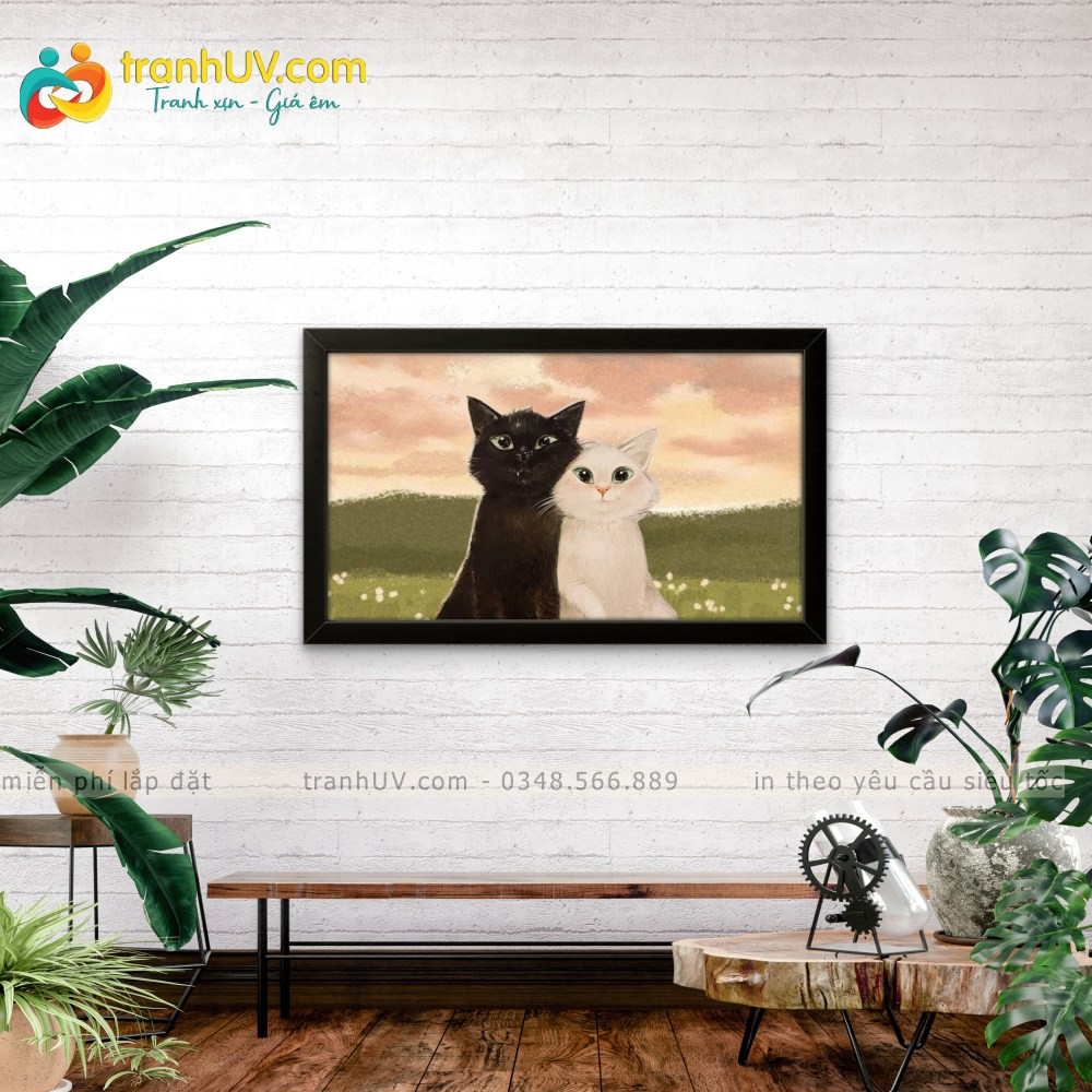 Tranh Mèo Đen Và Mèo Trắng - DV0043